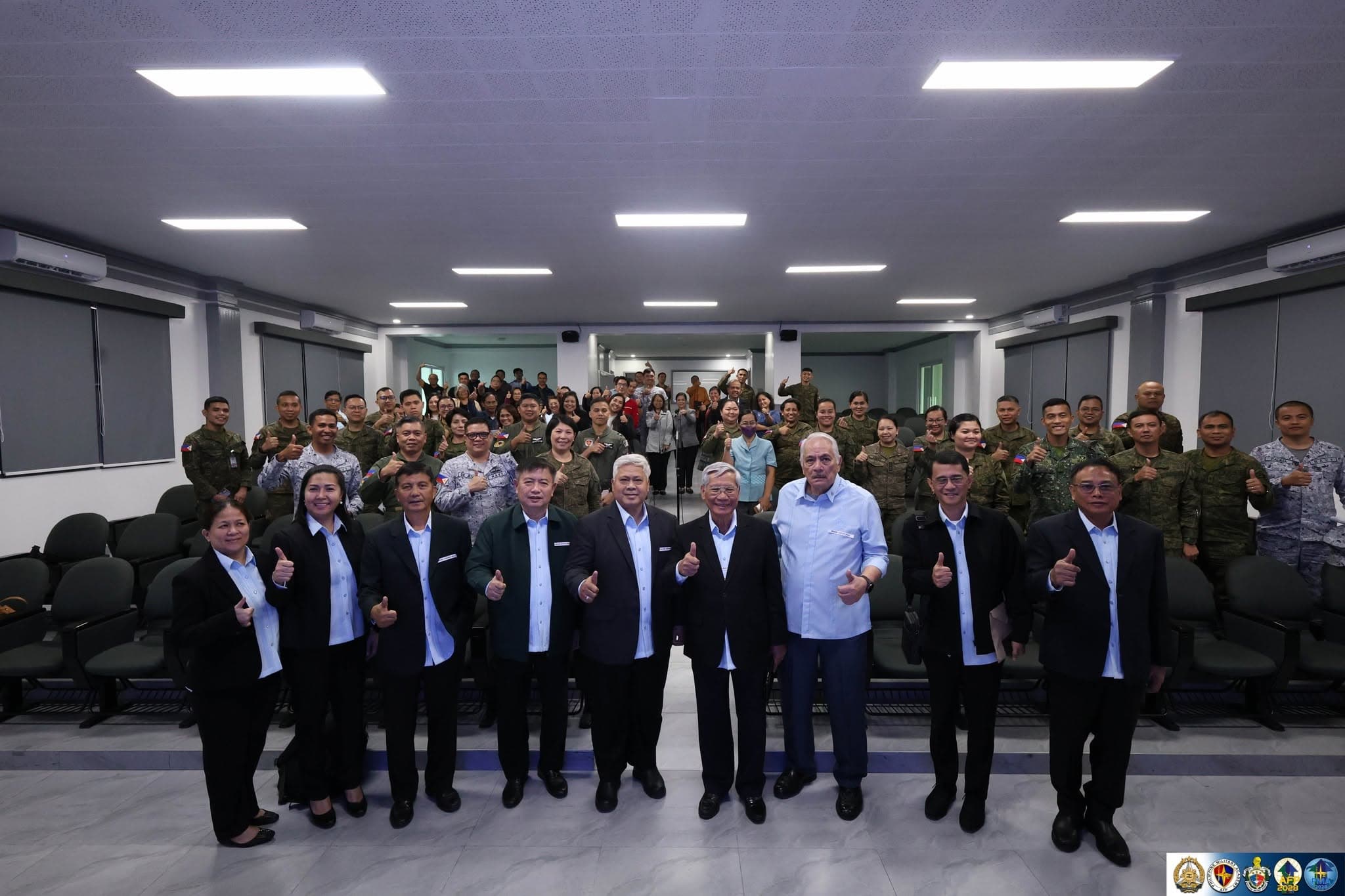 Faculty, staff and personnel of the Philippine Military Academy gathered with officers of the Foundation.